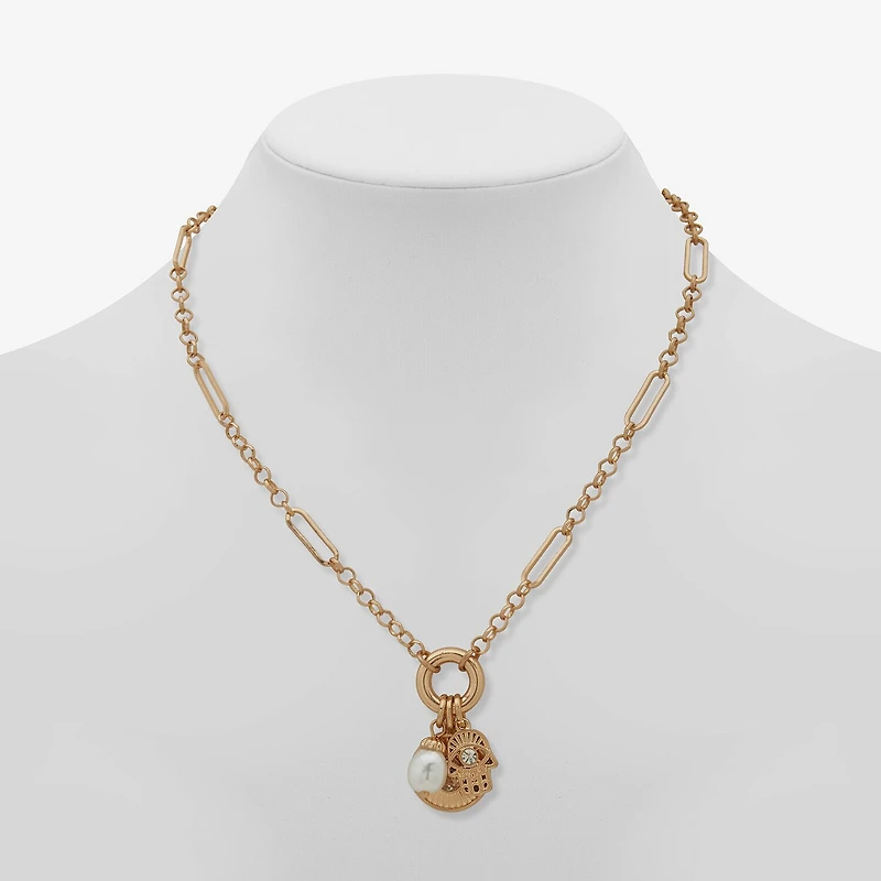 a.n.a Gold Tone Womens White 18 Inch Strand Necklace