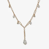 a.n.a Gold Tone Womens White 18 Inch Strand Necklace