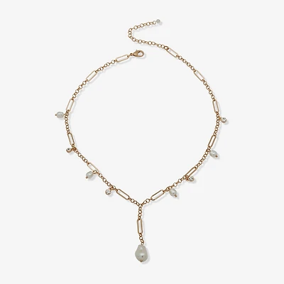 a.n.a Gold Tone Womens White 18 Inch Strand Necklace