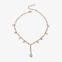 a.n.a Gold Tone Womens White 18 Inch Strand Necklace