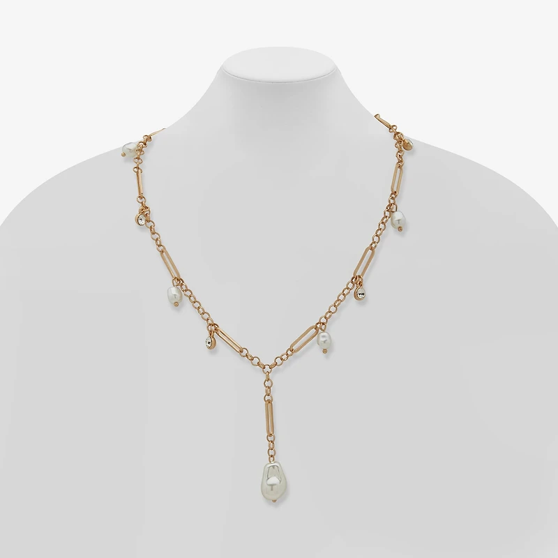 a.n.a Gold Tone Womens White 18 Inch Strand Necklace