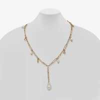 a.n.a Gold Tone Womens White 18 Inch Strand Necklace
