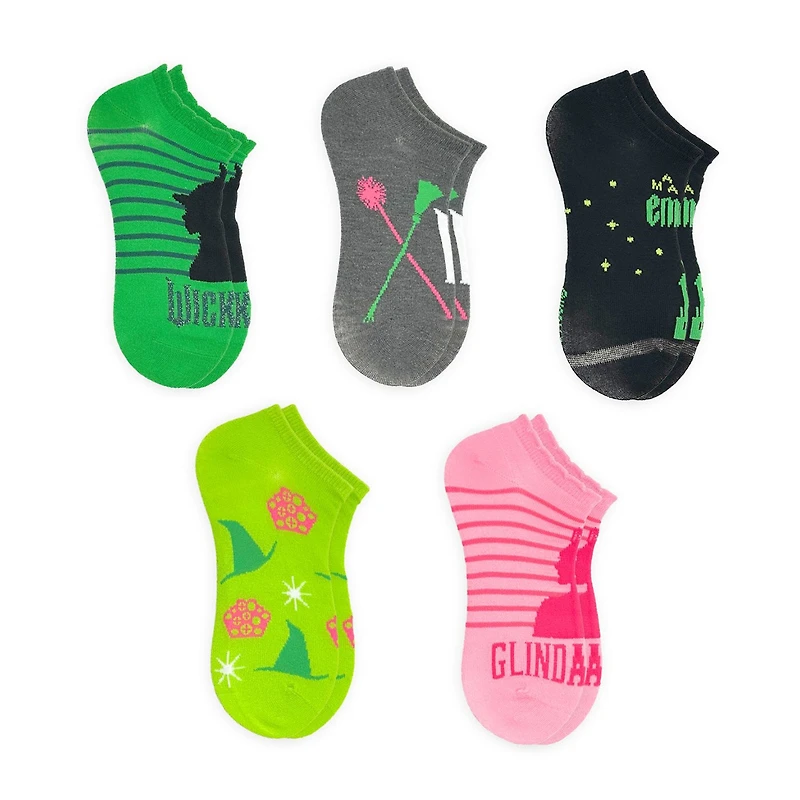 Wicked Womens Multi-Pack 5 Pair Wicked No Show Socks