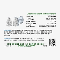 ( E-F/Si1-Si2 ) 2 CT. T.W. Lab-Grown Diamond 14K Gold 8.8mm Pear Stud Earrings