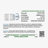 ( Ef/Si1-Si2 )  2 CT. T.W. Lab-Grown Diamond 14K Gold 7.3mm Emerald Stud Earrings