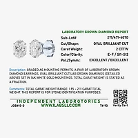 ( E-F/Si1-Si2 ) 2 CT. T.W. Lab-Grown Diamond 14K Gold 8mm Oval Stud Earrings