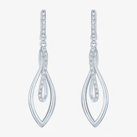 (Gh / Si2 I1) Womens 1/10 CT. T.W. Lab Grown White Diamond Sterling Silver Oblong Drop Earrings