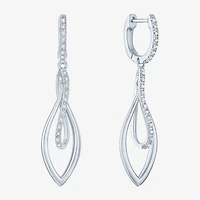 (Gh / Si2 I1) Womens 1/10 CT. T.W. Lab Grown White Diamond Sterling Silver Oblong Drop Earrings