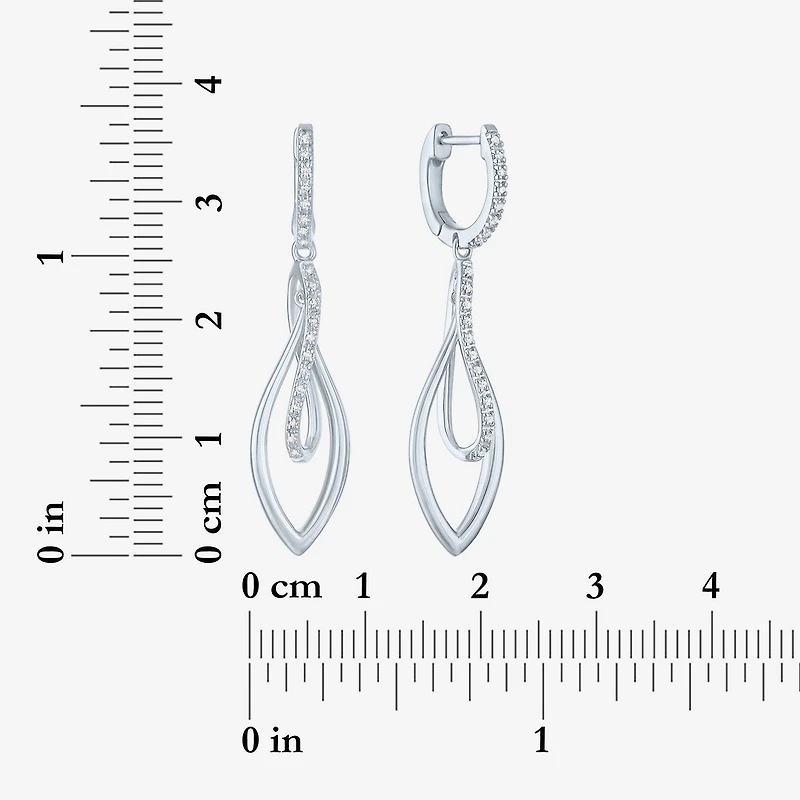 (Gh / Si2 I1) Womens 1/10 CT. T.W. Lab Grown White Diamond Sterling Silver Oblong Drop Earrings