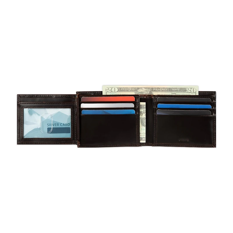 Stafford Distressed Mens Personalized Rfid Blocking Bifold Wallet