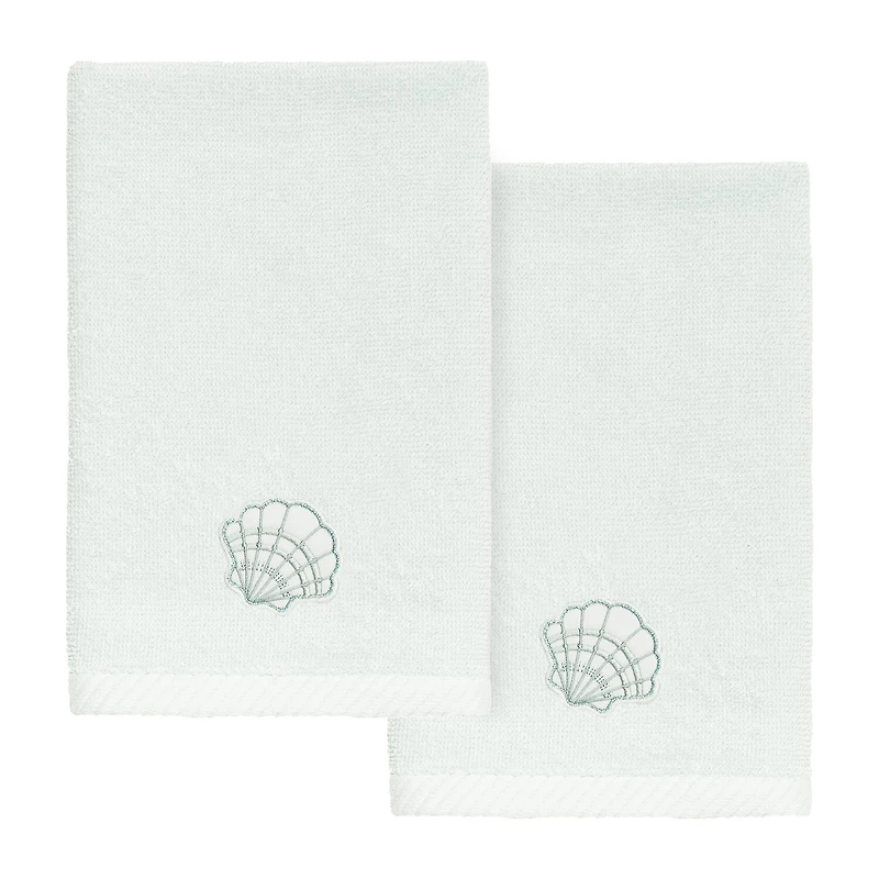 Linum Home Textiles Shell Row 2-pc. Embellished Fingertip Towel