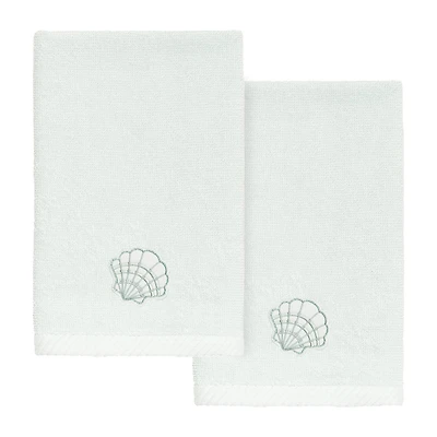Linum Home Textiles Shell Row 2-pc. Embellished Fingertip Towel