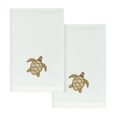 Linum Home Textiles Tortuga 2-pc. Embellished Fingertip Towel