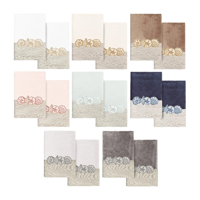 Linum Home Textiles Shell Row 2-pc. Embellished Hand Towel