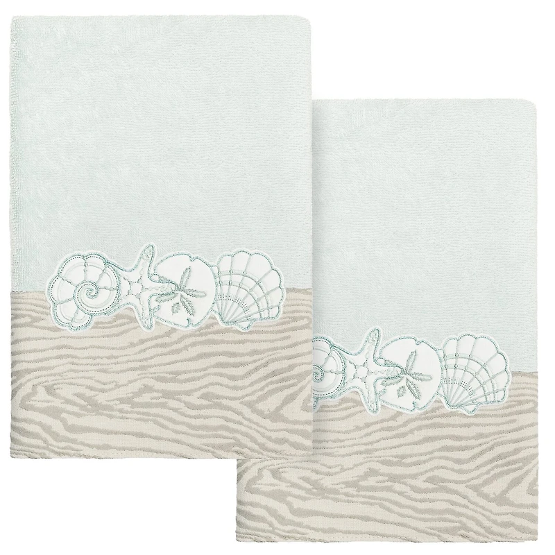 Linum Home Textiles Shell Row 2-pc. Embellished Hand Towel