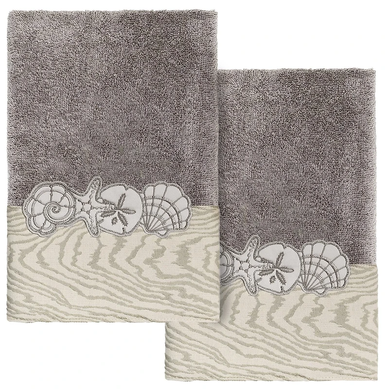 Linum Home Textiles Shell Row 2-pc. Embellished Hand Towel