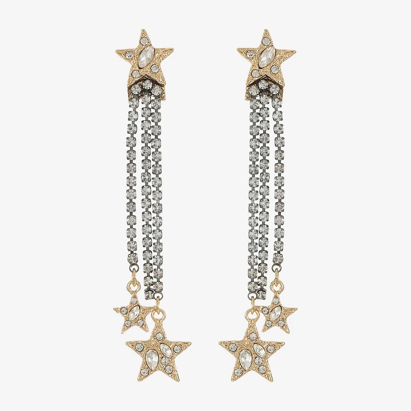 Bijoux Bar Two Tone Womens Glass Star Hypoallergenic Drop Earrings