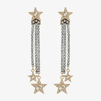Bijoux Bar Two Tone Womens Glass Star Hypoallergenic Drop Earrings