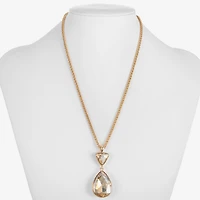 Monet Jewelry Gold Tone Womens Glass Triangle 17 Inch Pendant Necklace