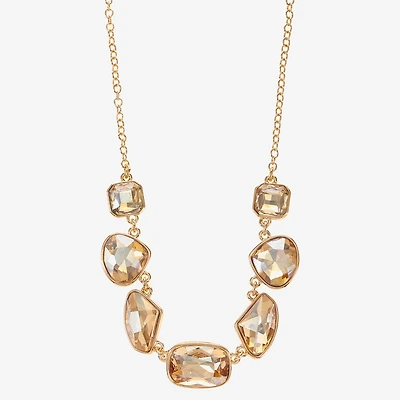 Monet Jewelry Gold Tone Frontal Womens Brown 17 Inch Collar Necklace
