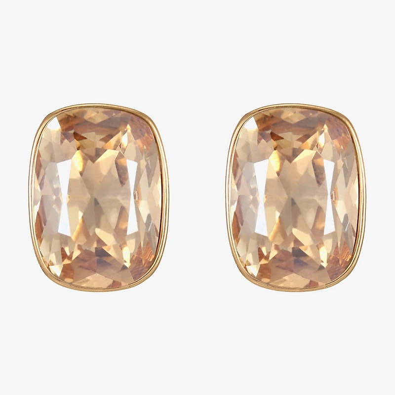Monet Jewelry Gold Tone Glass 20mm Rectangular Stud Earrings