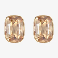 Monet Jewelry Gold Tone Glass 20mm Rectangular Stud Earrings