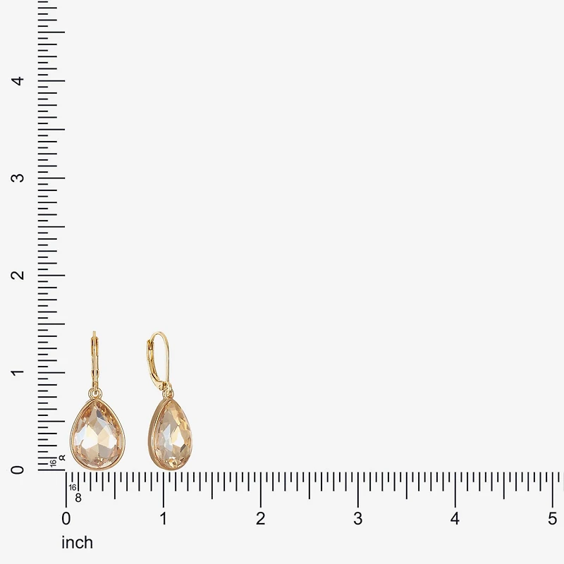 Monet Jewelry Gold Tone Womens Brown Glass Drop Earrings