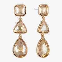 Monet Jewelry Gold Tone Womens Glass Triangle Cushion Hypoallergenic Drop Earrings