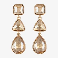 Monet Jewelry Gold Tone Womens Glass Triangle Cushion Hypoallergenic Drop Earrings