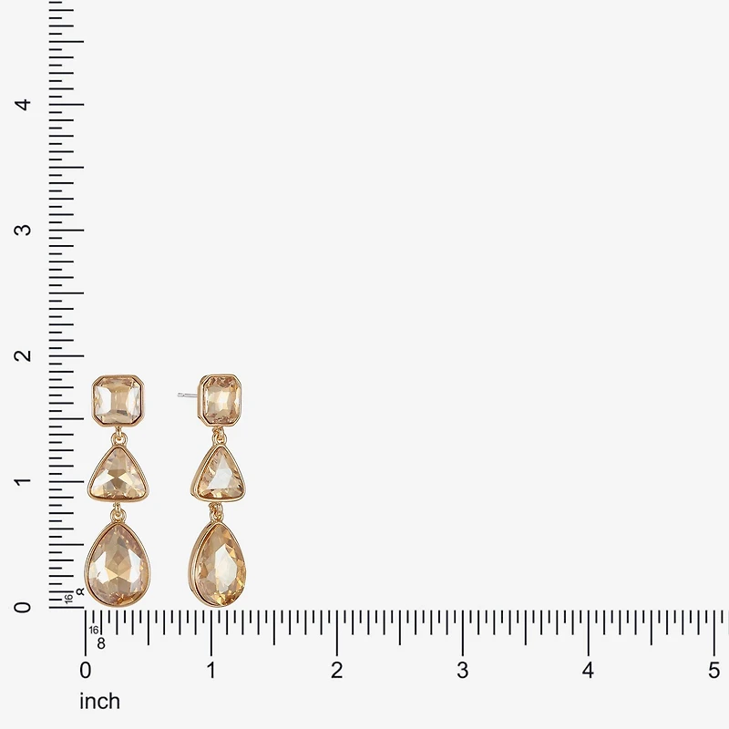 Monet Jewelry Gold Tone Womens Glass Triangle Cushion Hypoallergenic Drop Earrings