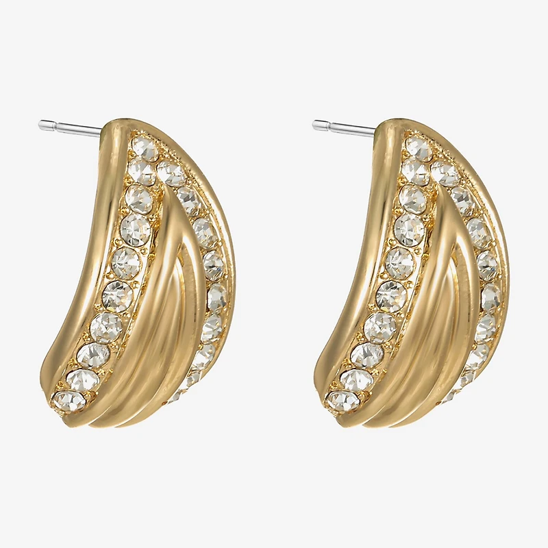 Monet Jewelry Gold Tone Pave Glass 22mm Pear Stud Earrings