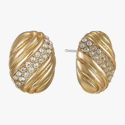 Monet Jewelry Gold Tone Pave Glass 19mm Oval Stud Earrings