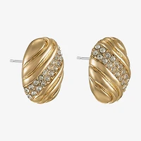 Monet Jewelry Gold Tone Pave Glass 19mm Oval Stud Earrings