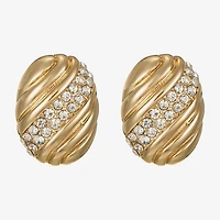 Monet Jewelry Gold Tone Pave Glass 19mm Oval Stud Earrings