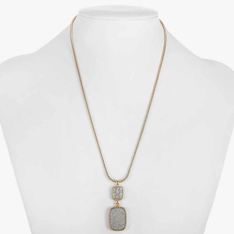 Monet Jewelry Rope Twist Womens Glass Rectangular 17 Inch Pendant Necklace