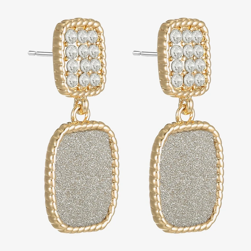Monet Jewelry Rope Twist Womens Glass Rectangular Hypoallergenic Drop Earrings