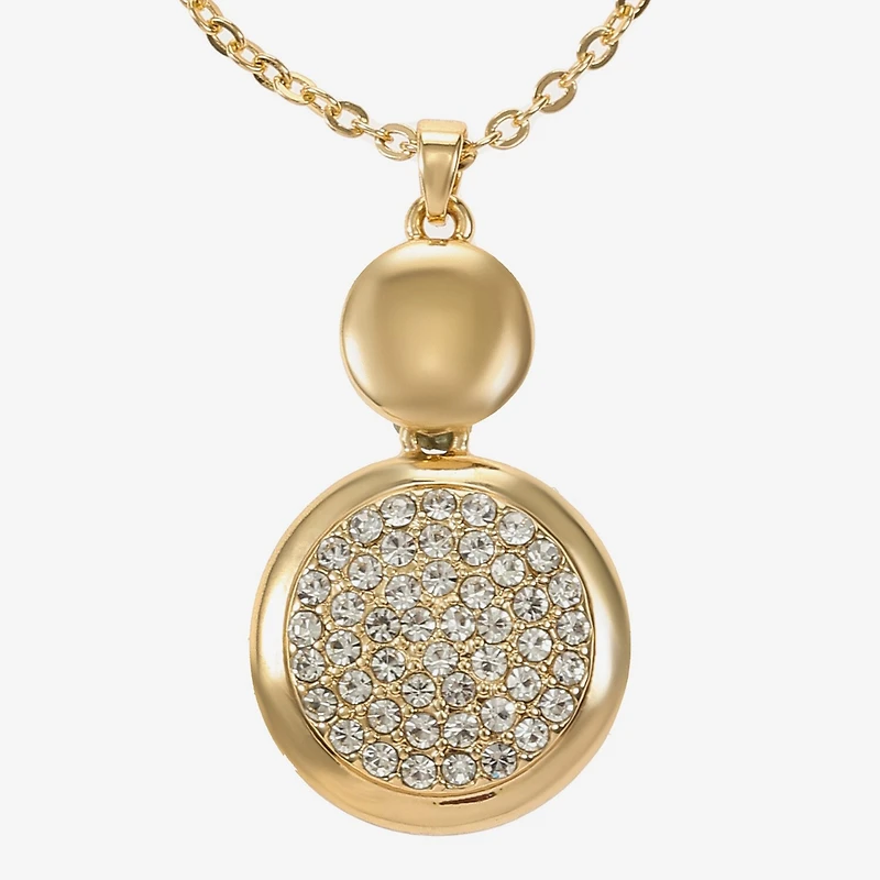 Liz Claiborne Coin Pave Pendant Necklace & Drop Earring Womens Glass 2-pc. Jewelry Set