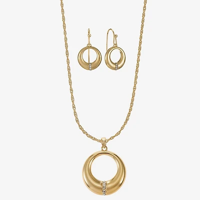 Liz Claiborne Open Circle Pendant Necklace & Drop Earring Womens Glass 2-pc. Jewelry Set