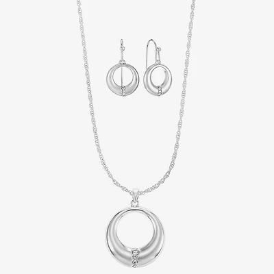 Liz Claiborne Open Circle Pendant Necklace & Drop Earring Womens Glass 2-pc. Jewelry Set
