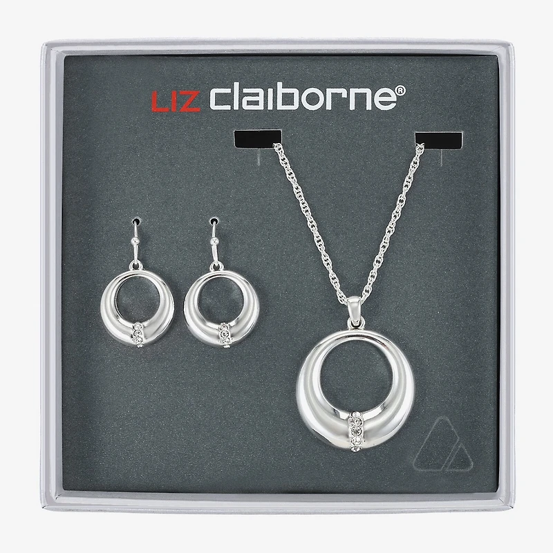 Liz Claiborne Open Circle Pendant Necklace & Drop Earring Womens Glass 2-pc. Jewelry Set