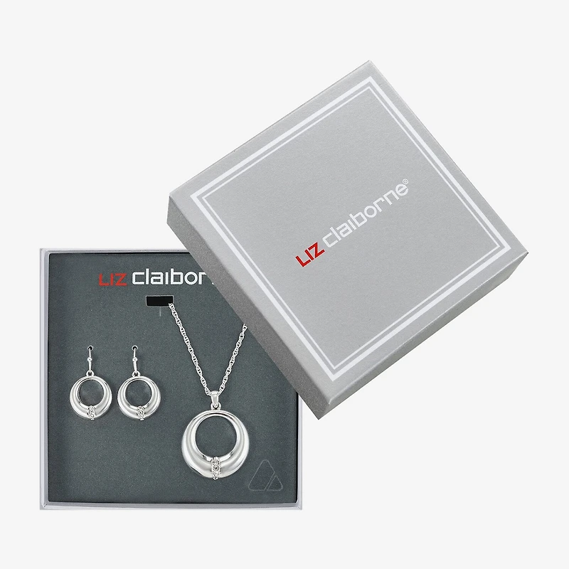 Liz Claiborne Open Circle Pendant Necklace & Drop Earring Womens Glass 2-pc. Jewelry Set