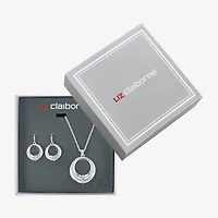 Liz Claiborne Open Circle Pendant Necklace & Drop Earring Womens Glass 2-pc. Jewelry Set