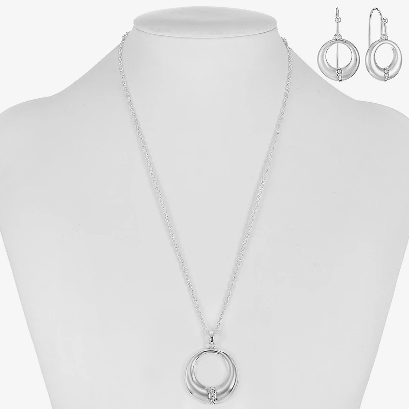 Liz Claiborne Open Circle Pendant Necklace & Drop Earring Womens Glass 2-pc. Jewelry Set