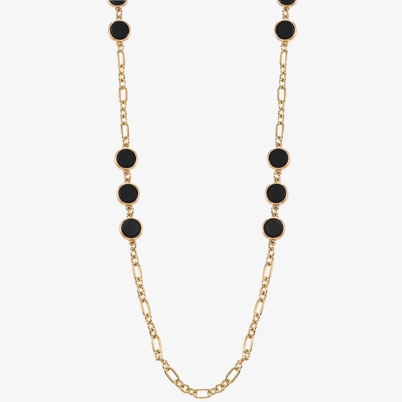 Liz Claiborne Gold Tone & Black Womens 36 Inch Strand Necklace