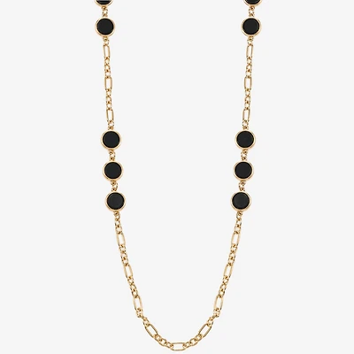 Liz Claiborne Gold Tone & Black Womens 36 Inch Strand Necklace