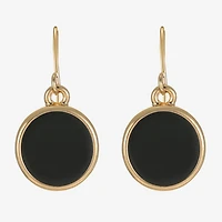 Liz Claiborne Gold Tone & Black Womens Round Drop Earrings