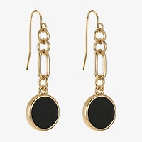 Liz Claiborne Gold Tone & Black Paperclip Womens Paperclip Round Drop Earrings