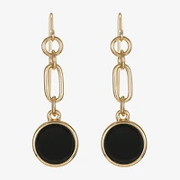 Liz Claiborne Gold Tone & Black Paperclip Womens Paperclip Round Drop Earrings