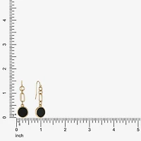 Liz Claiborne Gold Tone & Black Paperclip Womens Paperclip Round Drop Earrings