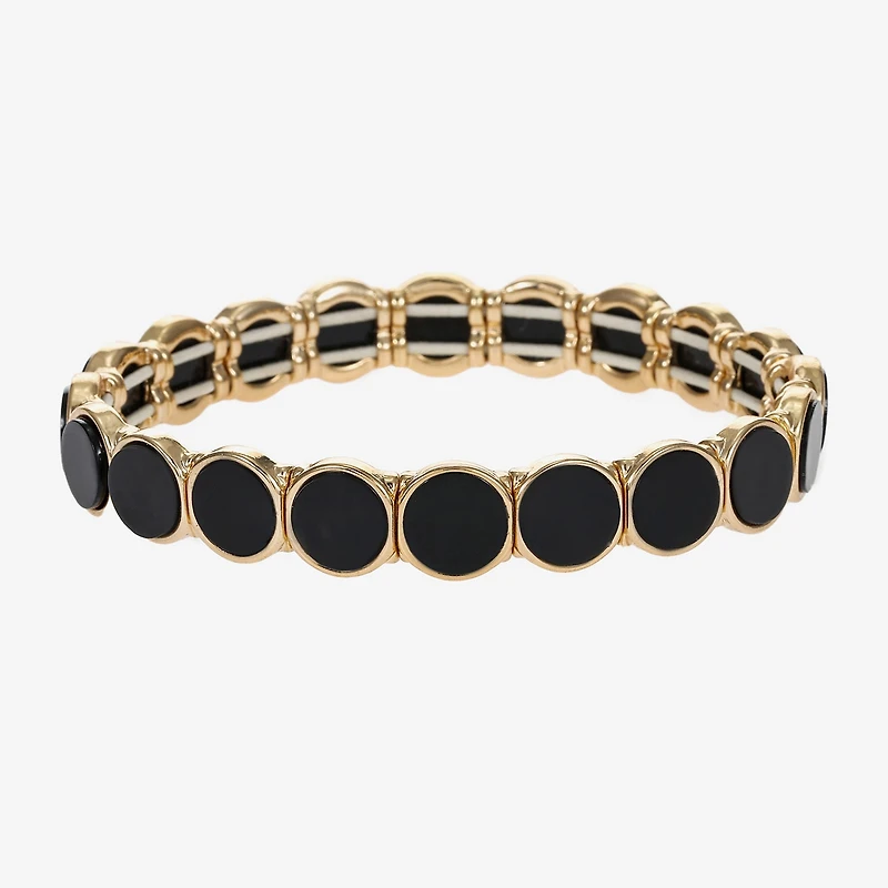 Liz Claiborne Gold Tone & Black Womens Round Stretch Bracelet